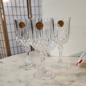 Vintage | Cristal d Arques 24% Lead Crystal Clear Wine Glass Set of 3